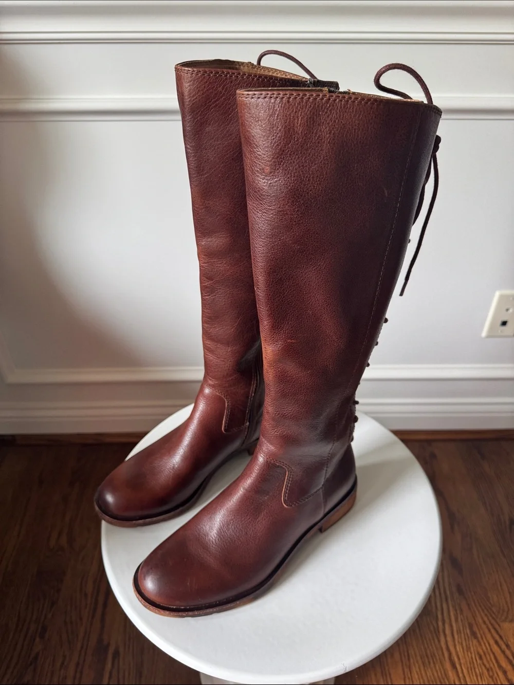 Brown/Tan Leather Knee-High Boots Size 6.5